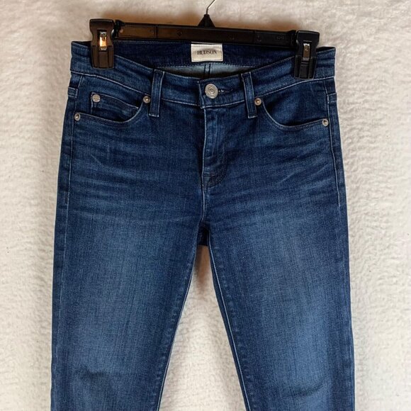 Hudson Women's Colette Mid-rise Skinny Crop Jeans Raw Hem Medium Wash Sz 24 9556 - Picture 2 of 14
